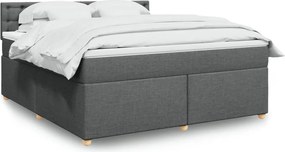 vidaXL Κρεβάτι Boxspring με Στρώμα Σκούρο Γκρι 180x200 εκ Υφασμάτιν