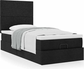 vidaXL Οθωμανικό κρεβάτι με στρώμα Μαύρο 90x200cm Ύφασμα