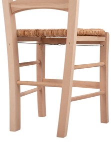 Καρέκλα Άβαφη ΠΑΡΟΣ Μασίφ Ξύλο Οξιάς με Ψάθα 40x43x88 εκ.