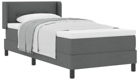 vidaXL Κρεβάτι Box Spring με Στρώμα Σκούρο Γκρι 90x200 εκ Ύφασμα