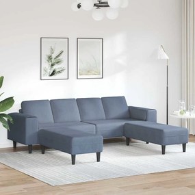 vidaXL Υφασμάτινος καναπές με μαξιλάρι Μπλε Βελούδο