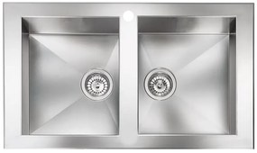 Kitchen Sink Stainless Steel Sanitec Punto Quadra Inset 2V 86x50 cm 86x50x20 εκ.