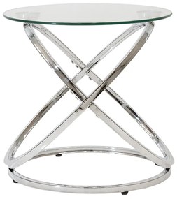 Βοηθητικό τραπέζι Sabin pakoworld μέταλλο-γυαλί 5mm Φ50x50εκ - Γυαλί - 029-000105