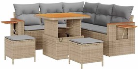 vidaXL Σετ Καναπέ Κήπου με μαξιλάρι 8 pcs μπεζ και ανοιχτό γκρι