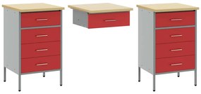 vidaXL Ντουλάπα Εργασίας με συρτάρι 3 pcs Κόκκινο 150 x 55 x 85 εκ