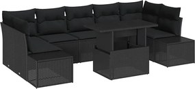 vidaXL Σετ Καναπέ Κήπου με μαξιλάρι 8 pcs Μαύρο