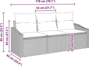 vidaXL Σετ Καναπέ με μαξιλάρι 3 pcs Μπεζ συνθετικό ρατάν