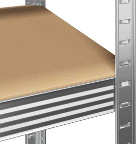 vidaXL Ραφιέρα Βαρέως Τύπου 5 Επ. Ασημί Ατσάλι/Επεξ. Ξύλο