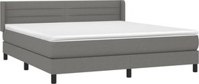 vidaXL Κρεβάτι Boxspring με Στρώμα Σκούρο Γκρι 180x200 εκ Υφασμάτιν