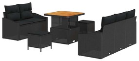 vidaXL Σετ Καναπέ Κήπου με μαξιλάρι 8 pcs Μαύρο 80 x 80 x 71 cm