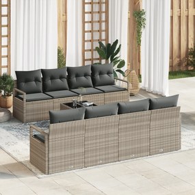 vidaXL Σετ Καναπέ Κήπου 9 Τεμαχίων με Μαξιλάρια Ανοιχτό Γκρι Πολυράταν