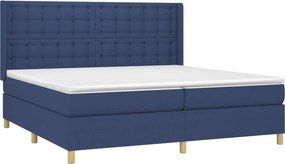 vidaXL Κρεβάτι Boxspring με Στρώμα Μπλε 200x200 εκ. Υφασμάτινο