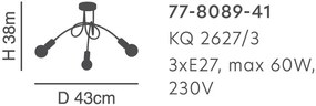 Φωτιστικό Οροφής - Πλαφονιέρα KQ 2627/3 QUIRKY ANTIQUE BRONZE CEILING LAMP Z4 - Μέταλλο - 77-8089