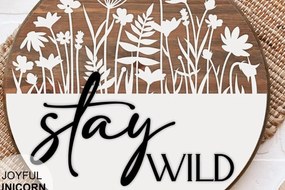 Σετ των 2 Intra απο ξύλο plywood 3mm-4mm πάχος – Stay Wild Round σημάδι Δίασταση  20x20 cm INTRAFABR-31922213