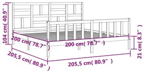 ΠΛΑΙΣΙΟ ΚΡΕΒΑΤΙΟΥ ΜΕ ΚΕΦΑΛΑΡΙ ΓΚΡΙ 200X200 ΕΚ. ΜΑΣΙΦ ΞΥΛΟ 3193098