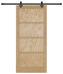 vidaXL Συρόμενη Πόρτα με σετ εξαρτημάτων 93x202 cm Μασίφ ξύλο πεύκου