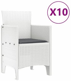 vidaXL Σέτ φαγητού για κήπο 11 pcs Λευκό Rattan Polt