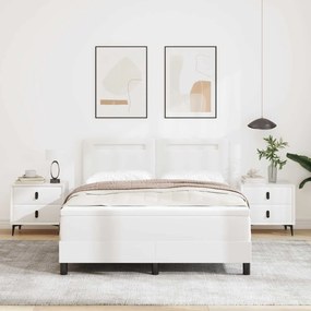 vidaXL Κρεβάτι με ελατήρια με στρώμα Λευκό 160 x 200 cm Τεχνητό δέρμα