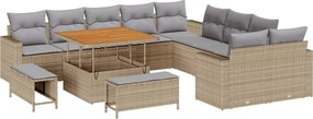 vidaXL Σετ Καναπέ Κήπου 13 pcs Μπεζ συνθετικό ρατάν