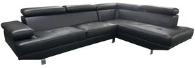 Καναπές Γωνιακός ArteLibre MASAL Μαύρο PU 280x185x85cm