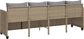 vidaXL Ξαπλώστρα Μπεζ από Συνθετικό Ρατάν με Μαξιλάρια