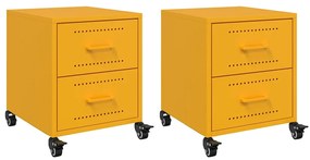 vidaXL Κομοδίνα 2 τεμ. Μουσταρδί 36x39x43,5 εκ. από Χάλυβα