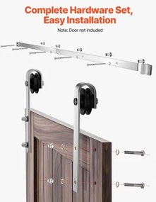 VEVOR 6FT Sliding Barn Door Hardware Kit for Single Sliding Barn Door Silver