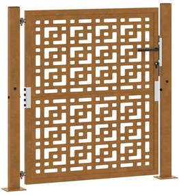 Πύλη κήπου 105x105 cm Σταυρός σχεδιασμού από διαβρωμένο χάλυβα - Καφέ