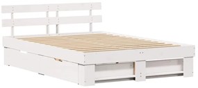 vidaXL Σκελετός Κρεβατιού Λευκό 150 x 200 cm Μασίφ ξύλο πεύκου