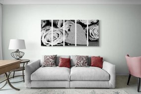 Τριαντάφυλλα Αγίου Βαλεντίνου 5 τμημάτων εικόνας σε ασπρόμαυρο - 200x100