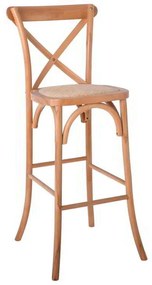 Σκαμπώ Bar DESTINY Φυσικό/Κάθισμα Rattan 45x48x110cm