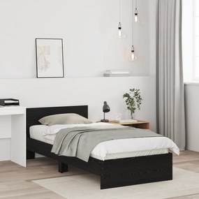vidaXL Κρεβάτι  με Υποκείμενο Μαύρη Δρυς 90x200 cm Επεξεργασμένο Ξύλο