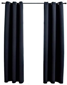 Κουρτίνες Συσκότισης με Κρίκους 2 τεμ. Μαύρες 97x213 εκ. από Ύφασμα