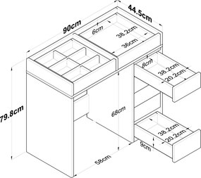 Τουαλέτα Μακιγιάζ Λευκό BROSO 90x44.5x79.8