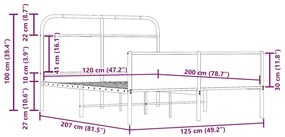 Πλαίσιο Κρεβατιού Χωρ. Στρώμα Sonoma Δρυς 120x200εκ. Επ. Ξύλο - Καφέ