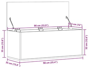 Κουτί Αποθήκευσης Γκρι sonoma 90x35x35 εκ. Επεξεργασμένο Ξύλο - Γκρι