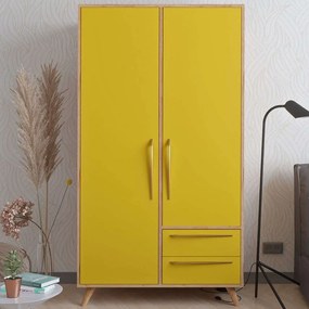 Ντουλάπα Δίφυλλη 811MDD4126 100x52x190cm Oak-Yellow Δίφυλλη