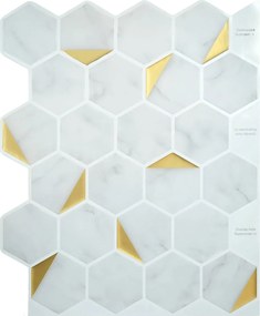Αυτοκόλλητο Πλακάκι 3D (30.5x25) L-C Hexa Marble/Or 1770183