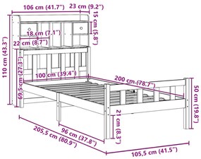 ΚΡΕΒΑΤΙ ΒΙΒΛΙΟΘΗΚΗ ΧΩΡΙΣ ΣΤΡΩΜΑ 100X200 ΕΚ ΜΑΣΙΦ ΞΥΛΟ ΠΕΥΚΟΥ 3322168