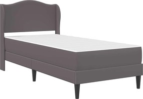vidaXL Σκελετός κρεβατιού με στρώμα Γκρι 90 x 190 cm Τεχνητό Δέρμα