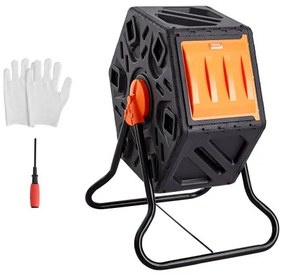 VEVOR Compost Bin, 18.5-Gal Small Composting Tumbler, Compact Single Rotating Chamber with Sliding Door and Steel Frame, BPA Free Composter Bin Tumbler for Garden, Kitchen, Yard, Outdoor