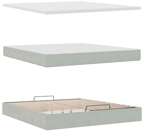 Οθωμανικό κρεβάτι με στρώμα ανοιχτό γκρι 160x200cm Velvet 3311783
