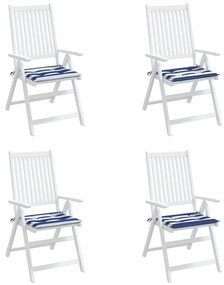 vidaXL Μαξιλάρια Καρέκλας 4 τεμ. Μπλε/Λευκό Ριγέ 50x50x3 εκ Υφασμάτινα