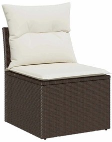 vidaXL Σετ Καναπέ Κήπου με μαξιλάρι 5 pcs Καφέ Πολυ ράταν