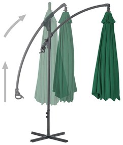 Ομπρέλα Κρεμαστή Πράσινη 300 εκ. με Ατσάλινο Ιστό - Πράσινο