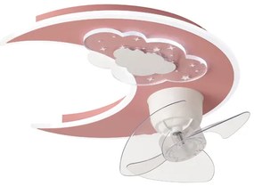 Παιδικός Ανεμιστήρας Οροφής Με Φως Led &amp; Τηλεχειριστήριο 50εκ. Eurolamp Φεγγάρι Ροζ 300-25061