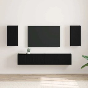 vidaXL Ντουλάπι Τηλεόρασης Τοίχου 2 pcs Μαύρο Επεξεργασμένο Ξύλο