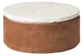 Κουτί Αποθήκευσης Suede Box S - Τραβερτίνη Σουέντ Μπεζ Ταμπά Ø16 x H7,5 cm KRISTINA DAM studio