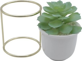 Τεχνητό Φυτό σε Κεραμικό Γλαστράκι σε Μεταλλική Βάση 9.5x18cm