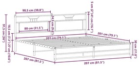 Σκελετός Κρεβ. Χωρίς Στρώμα Καπνιστή Δρυς 200x200 εκ. Μεταλλικό - Καφέ